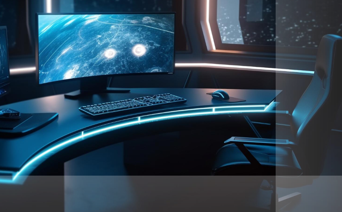 Terasse im Abendlicht, modern, beleuchtet