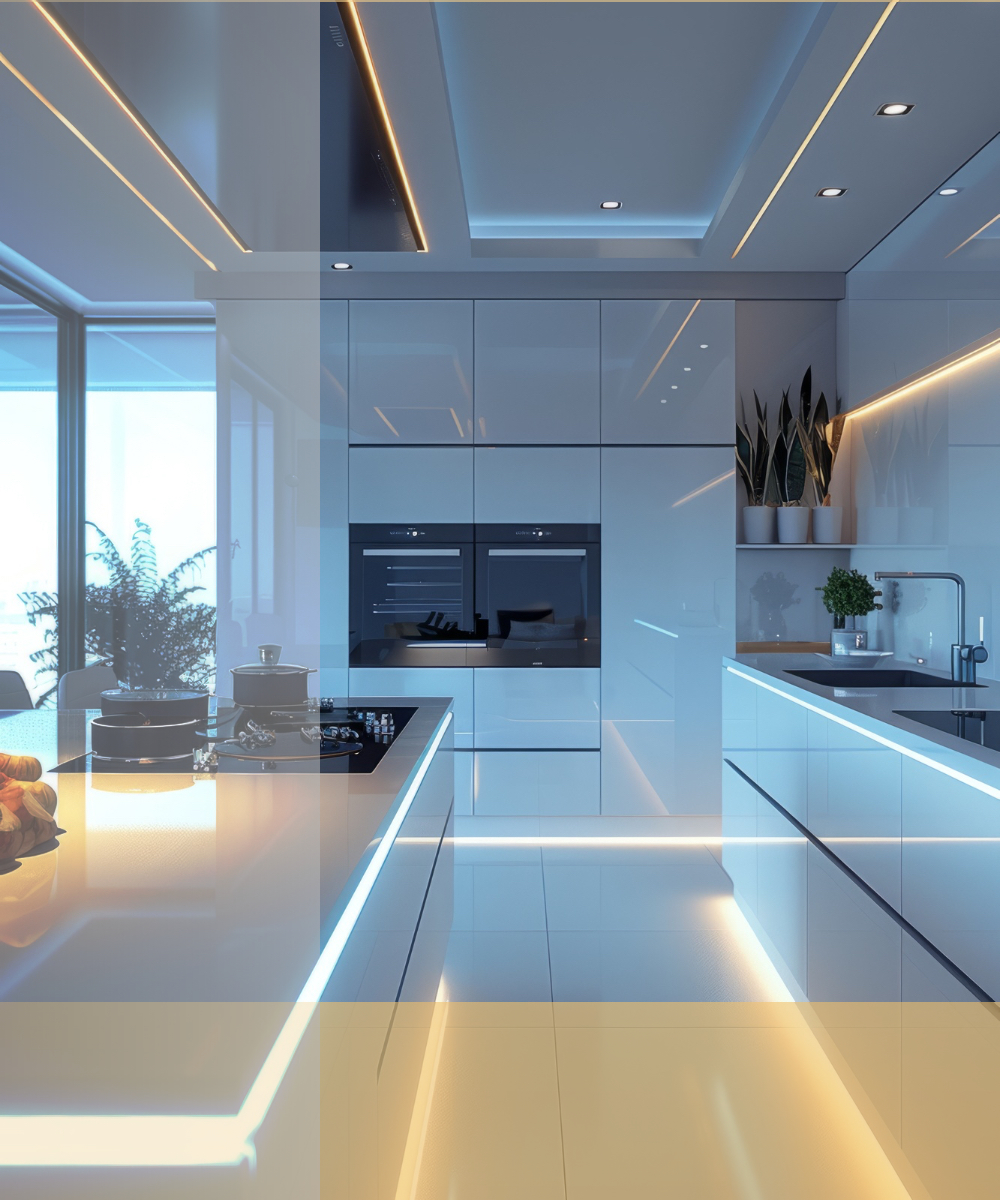 Küche, modern, beleuchtet